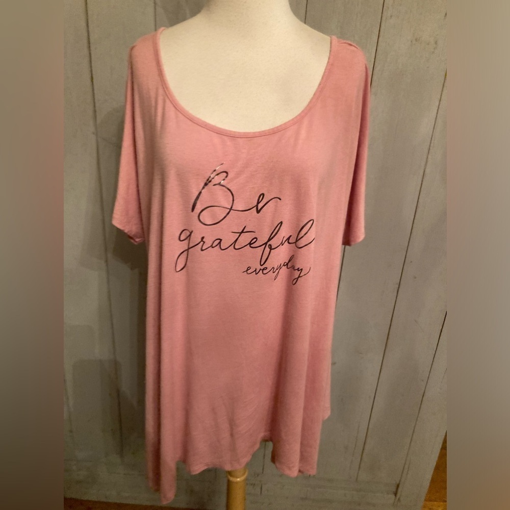 Women’s Lane Bryant 22/24 Pink Swing Top Be Grateful Everyday Rayon Spandex Soft
